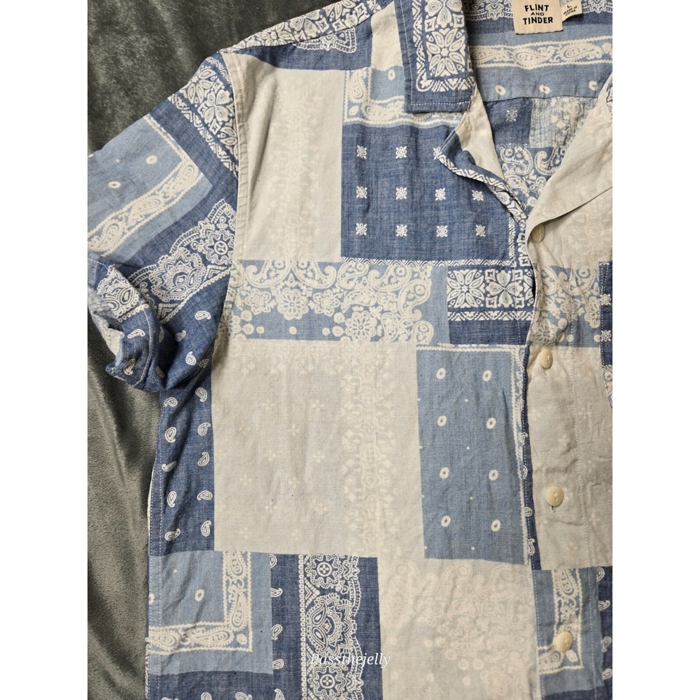 Men's Blue Patchwork Casual Button Down Shirt - image 7
